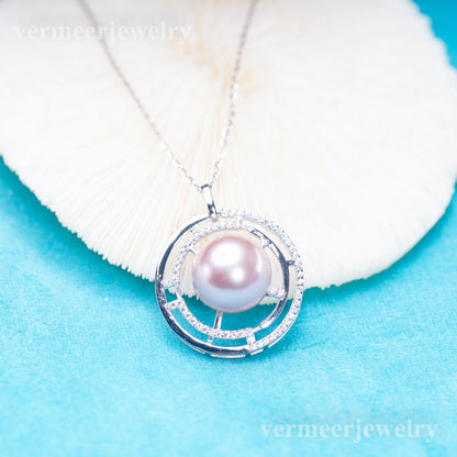 Pe011069 DIY 9-12mm Natural Freshwater pearl pendant accessory 925 sterling silver engagement jewelry necklace for women