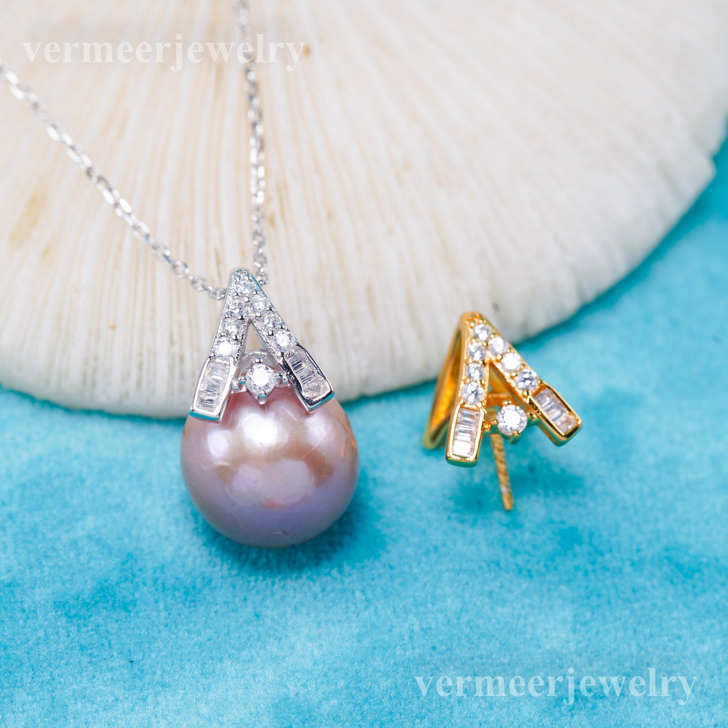Pe011074 DIY 9-12mm Natural Freshwater pearl pendant accessory 925 sterling silver engagement jewelry necklace for women
