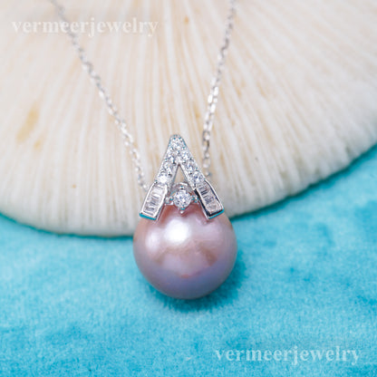 Pe011074 DIY 9-12mm Natural Freshwater pearl pendant accessory 925 sterling silver engagement jewelry necklace for women