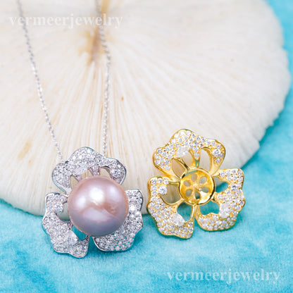 Pe011081 DIY 9-12mm Natural Freshwater pearl pendant accessory 925 sterling silver engagement jewelry necklace for women