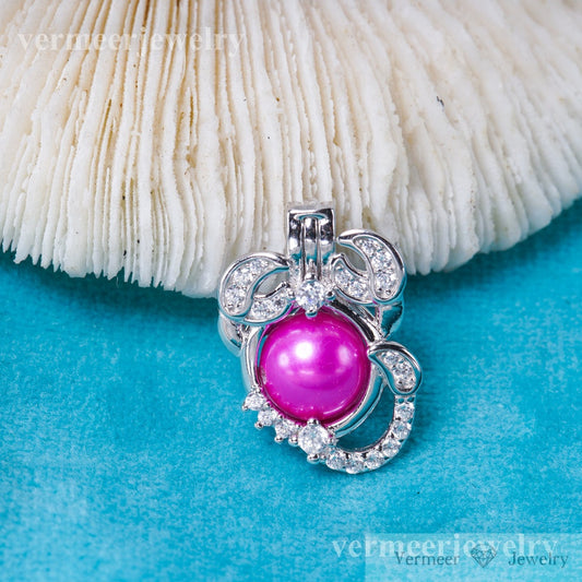 C030148 sterling silver Freshwater pearl cage pendant necklace jewelry locket for pearl party