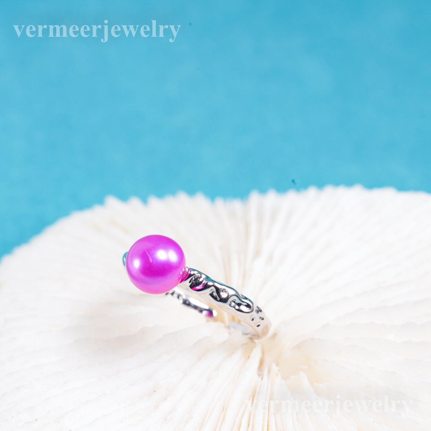 r011054 DIY 6-8mm Natural Freshwater pearl Ring accessory 925 sterling silver Adjustable size engagement jewelry ring for women