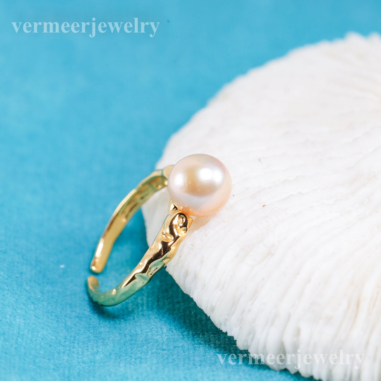 r011054 DIY 6-8mm Natural Freshwater pearl Ring accessory 925 sterling silver Adjustable size engagement jewelry ring for women