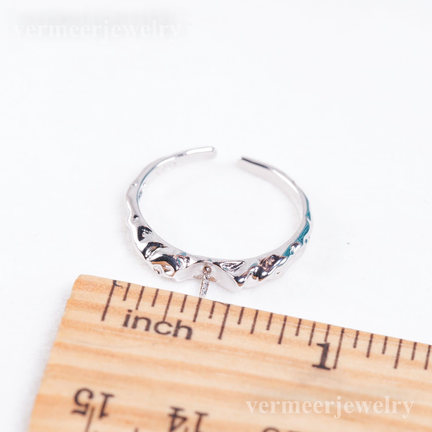 r011054 DIY 6-8mm Natural Freshwater pearl Ring accessory 925 sterling silver Adjustable size engagement jewelry ring for women