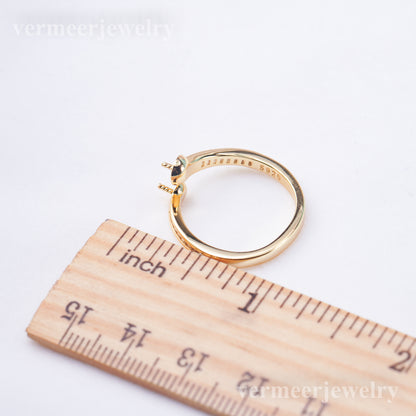 r010990 DIY 6-8mm Natural Freshwater pearl Ring accessory 925 sterling silver Adjustable size engagement jewelry ring for women