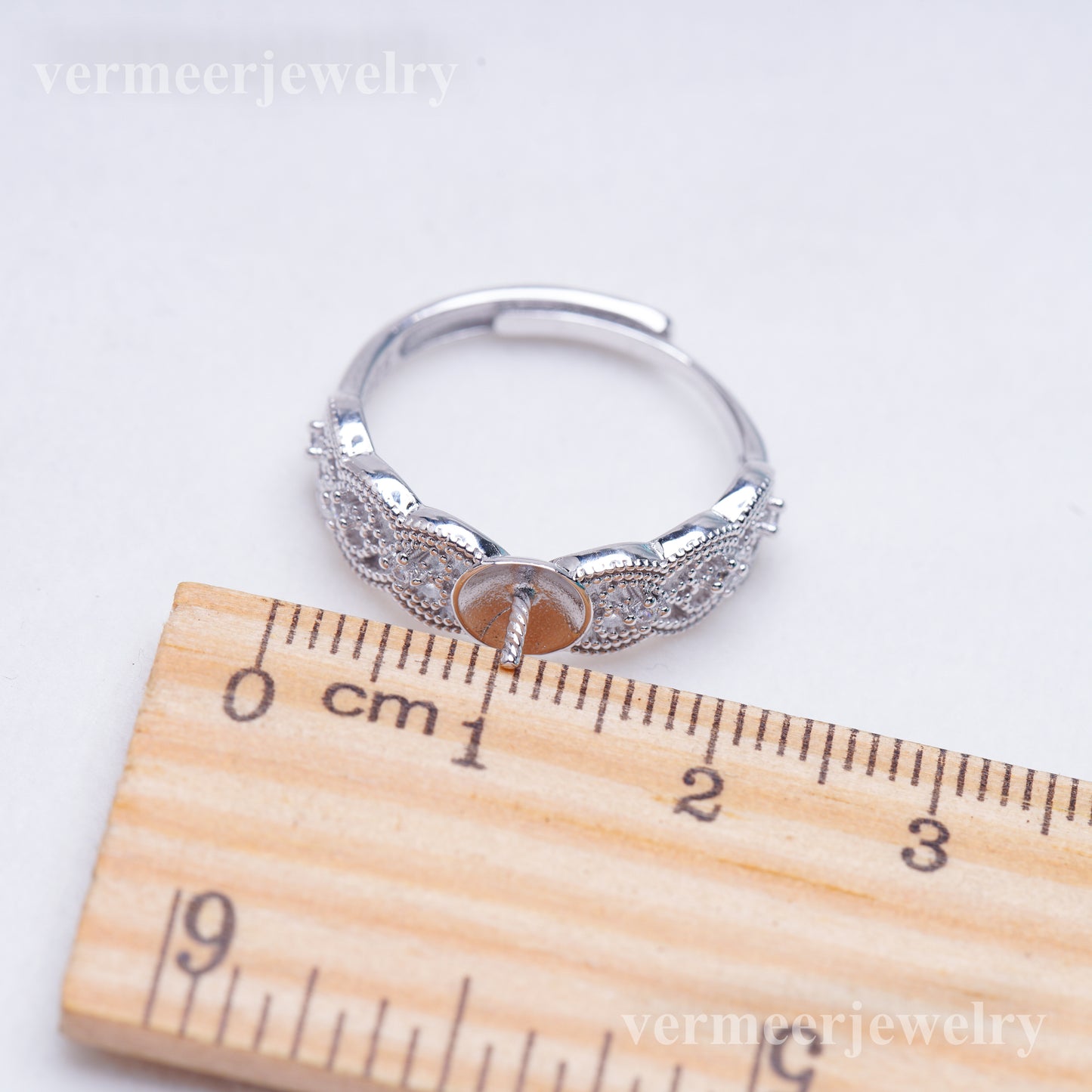 r010999 DIY 6-8mm Natural Freshwater pearl Ring accessory 925 sterling silver Adjustable size engagement jewelry ring for women