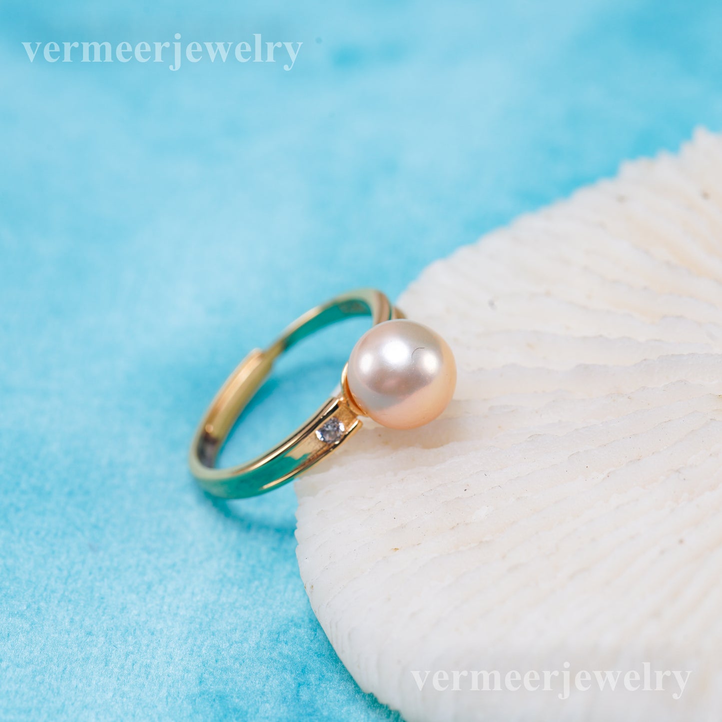 r011008 DIY 6-8mm Natural Freshwater pearl Ring accessory 925 sterling silver Adjustable size engagement jewelry ring for women