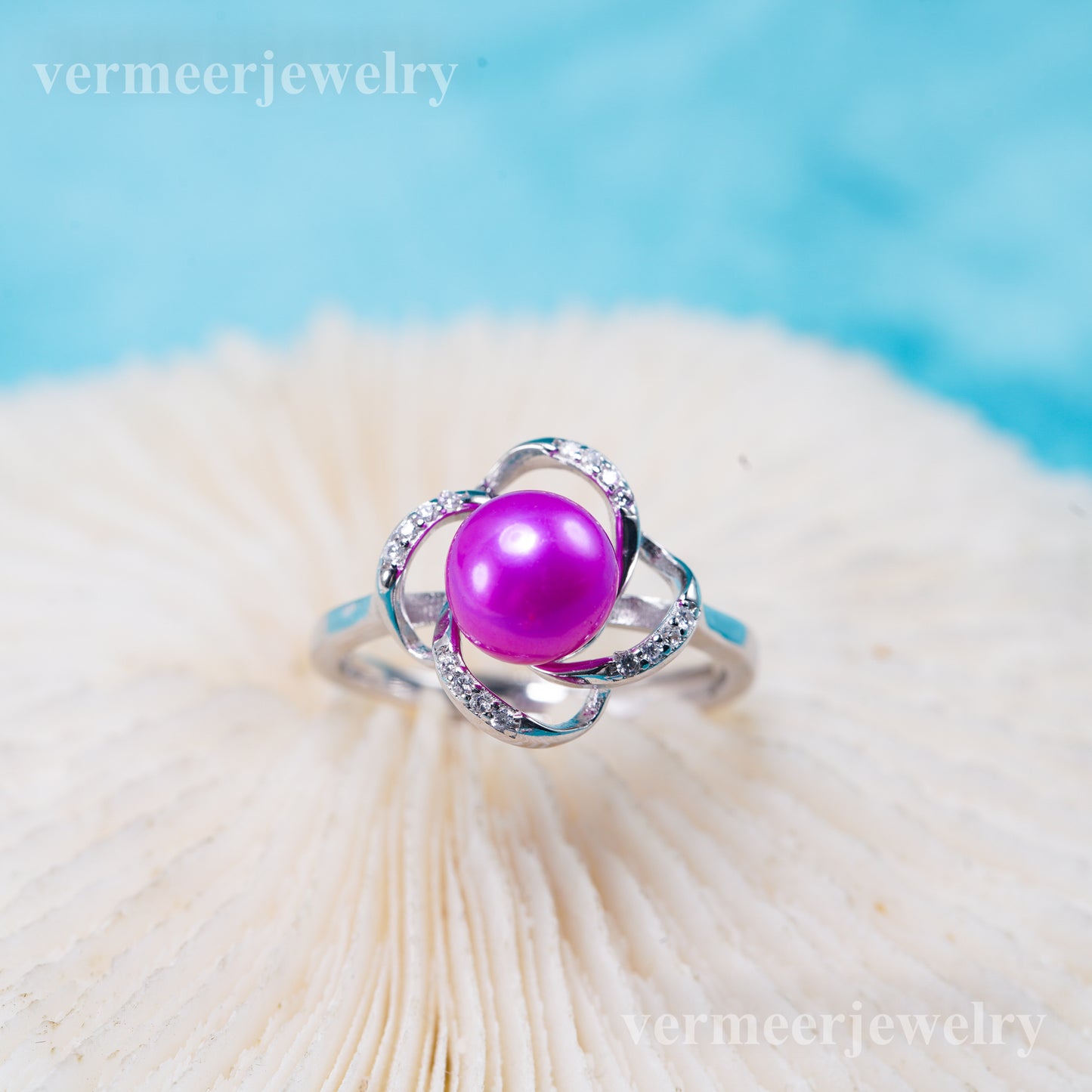 r011010 DIY 6-8mm Natural Freshwater pearl Ring accessory 925 sterling silver Adjustable size engagement jewelry ring for women