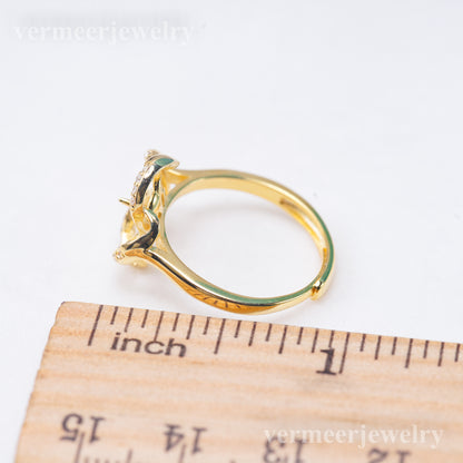 r011010 DIY 6-8mm Natural Freshwater pearl Ring accessory 925 sterling silver Adjustable size engagement jewelry ring for women