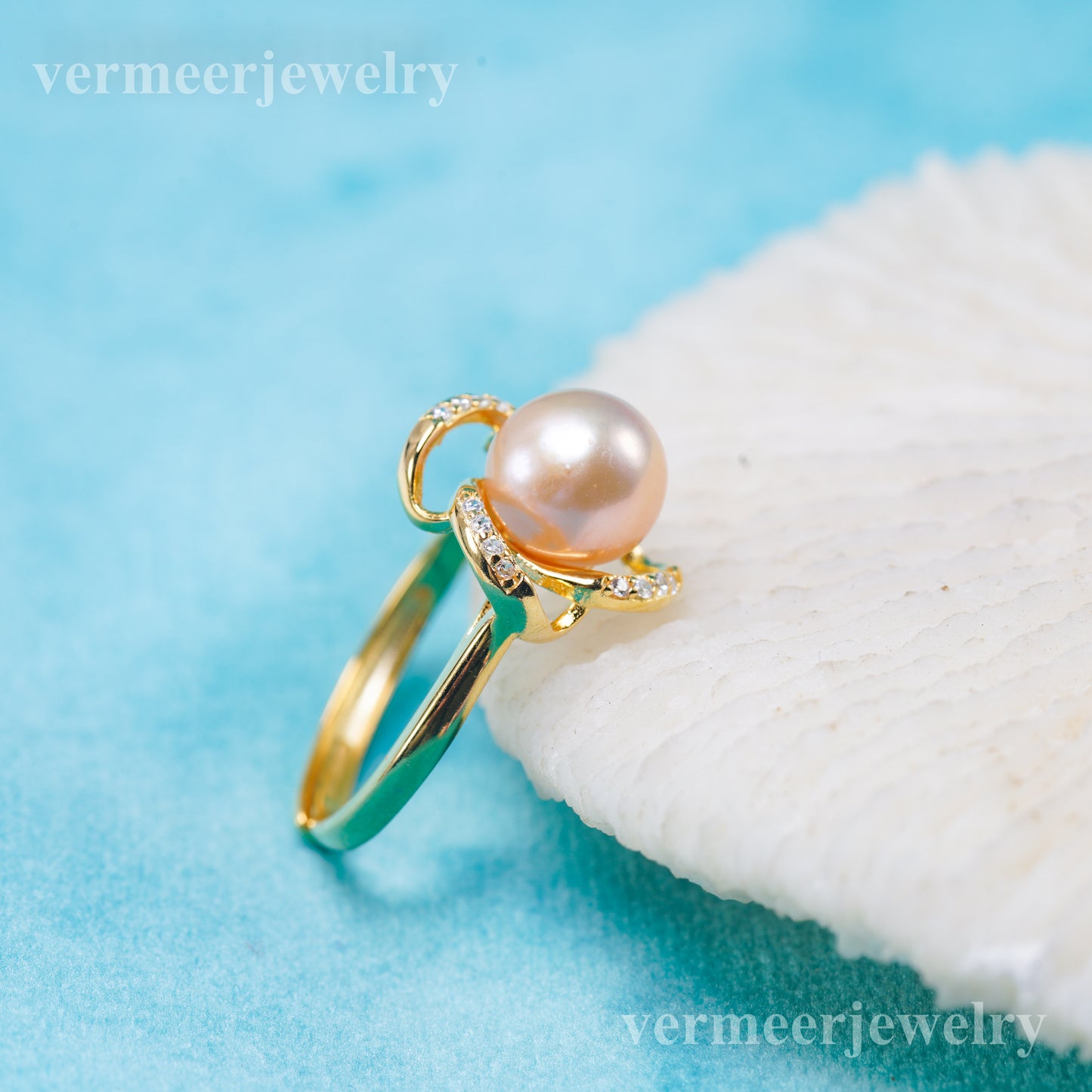 r011010 DIY 6-8mm Natural Freshwater pearl Ring accessory 925 sterling silver Adjustable size engagement jewelry ring for women