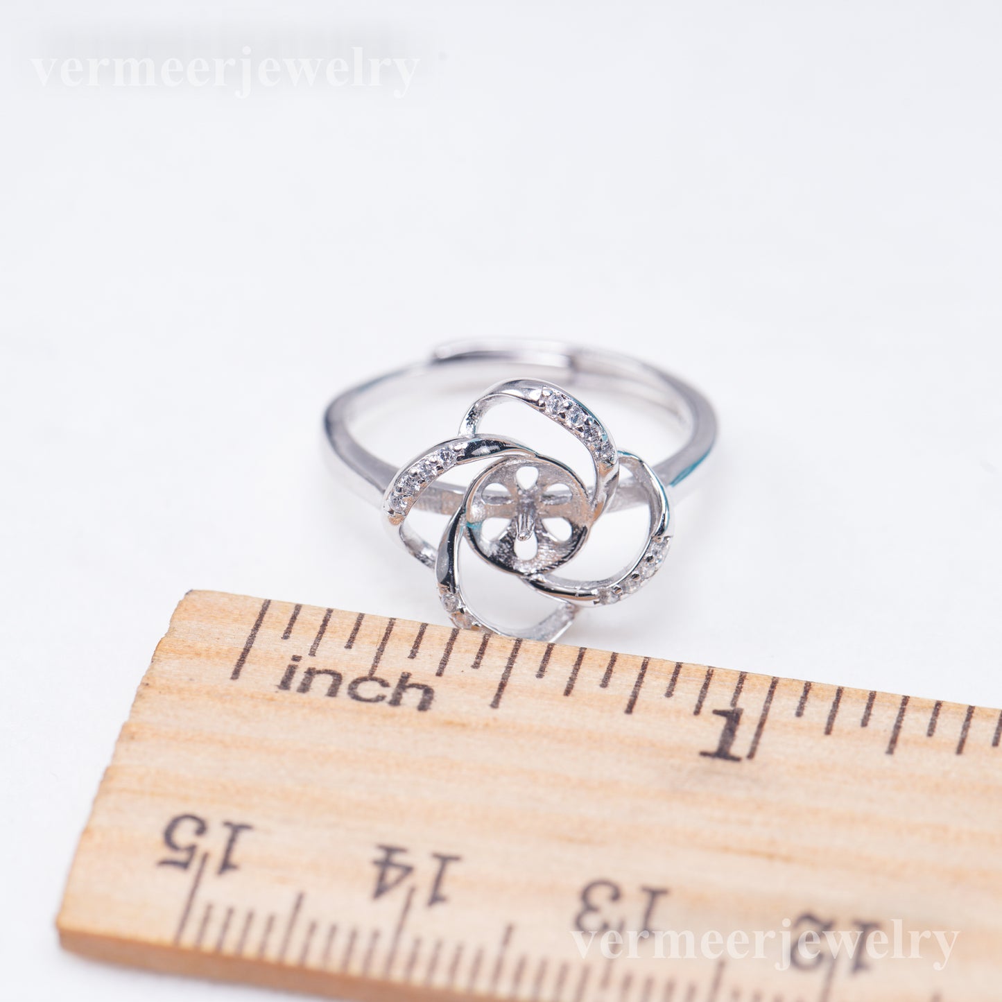 r011010 DIY 6-8mm Natural Freshwater pearl Ring accessory 925 sterling silver Adjustable size engagement jewelry ring for women