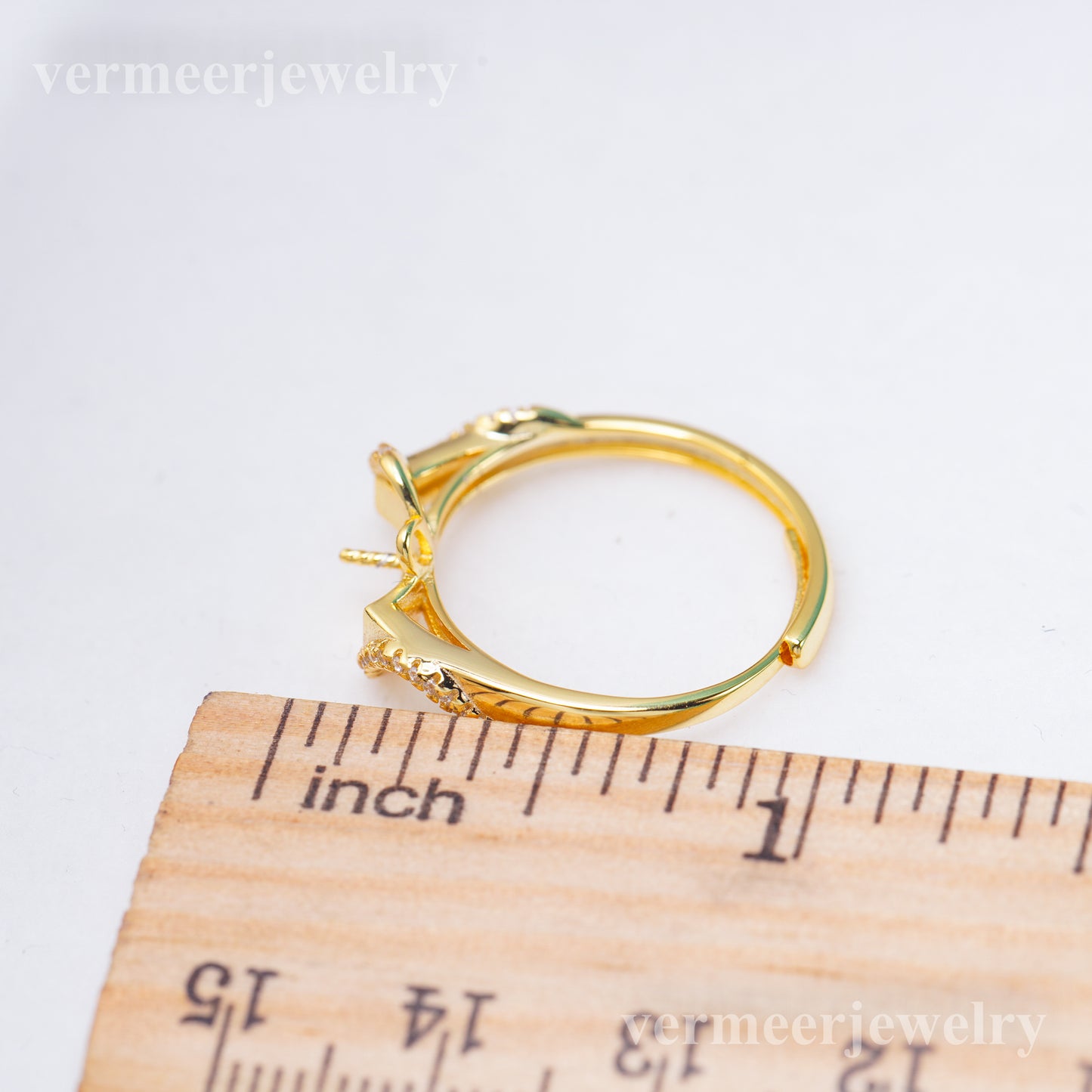 r011024 DIY 6-8mm Natural Freshwater pearl Ring accessory 925 sterling silver Adjustable size engagement jewelry ring for women
