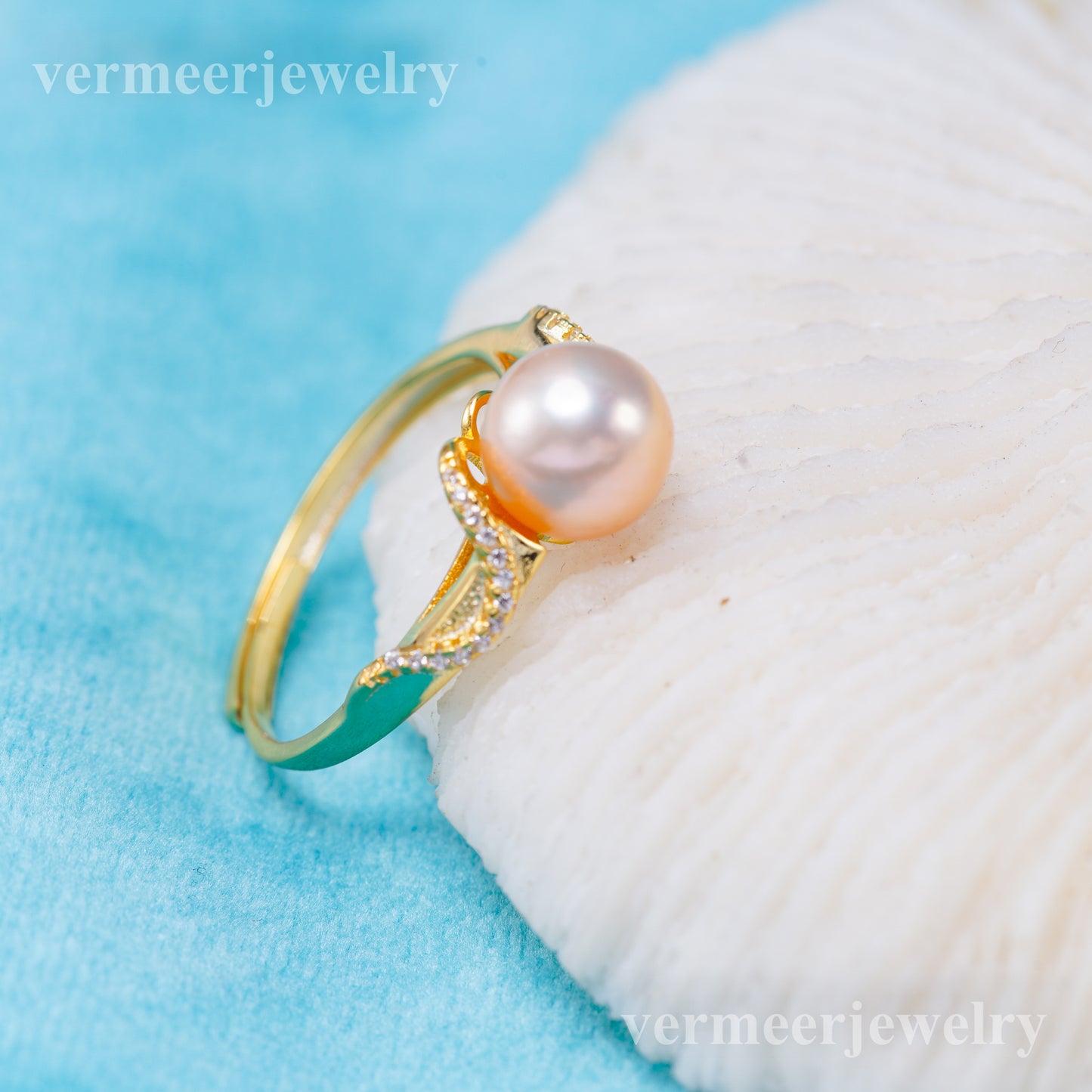 r011024 DIY 6-8mm Natural Freshwater pearl Ring accessory 925 sterling silver Adjustable size engagement jewelry ring for women