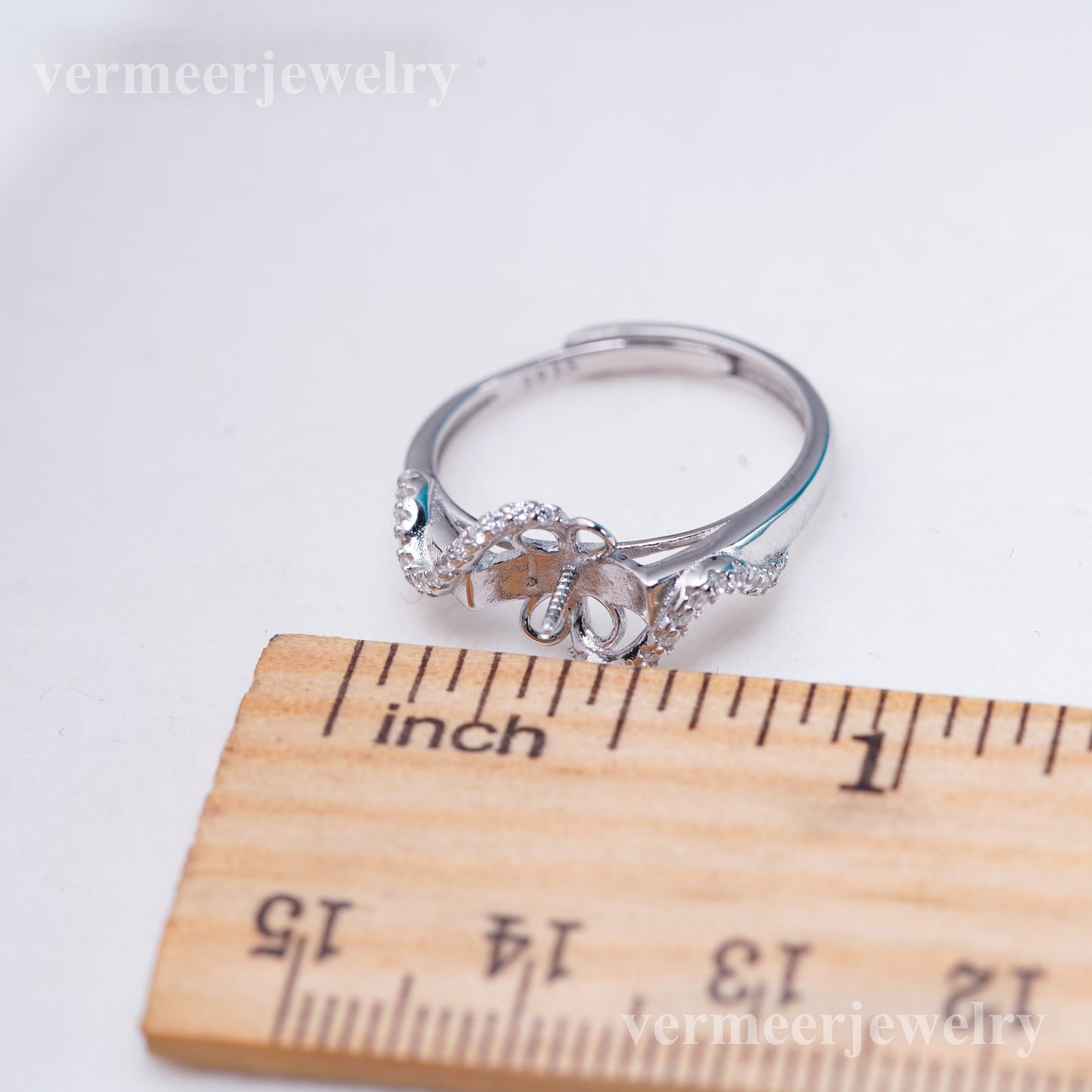 r011024 DIY 6-8mm Natural Freshwater pearl Ring accessory 925 sterling silver Adjustable size engagement jewelry ring for women