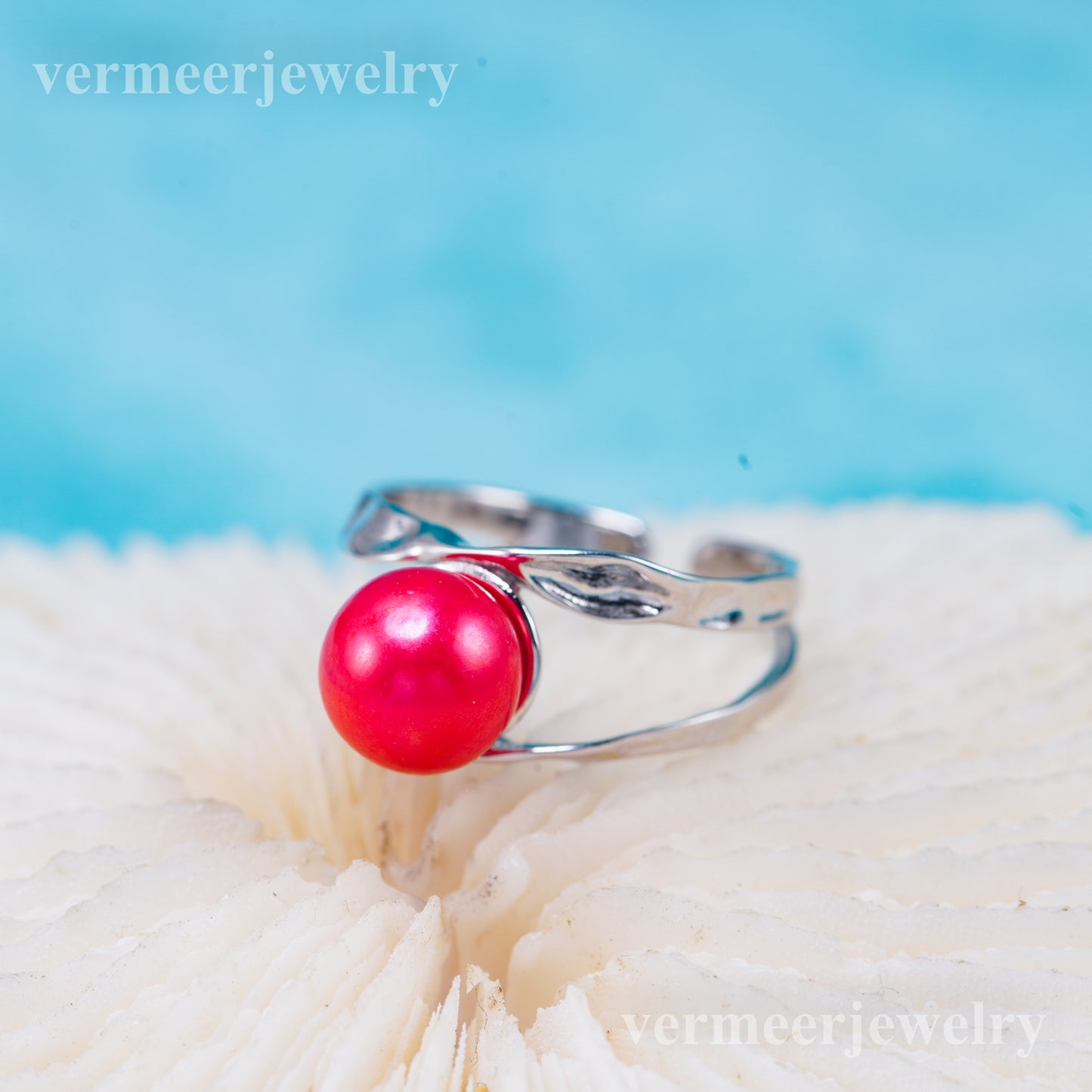 r011025 DIY 6-8mm Natural Freshwater pearl Ring accessory 925 sterling silver Adjustable size engagement jewelry ring for women