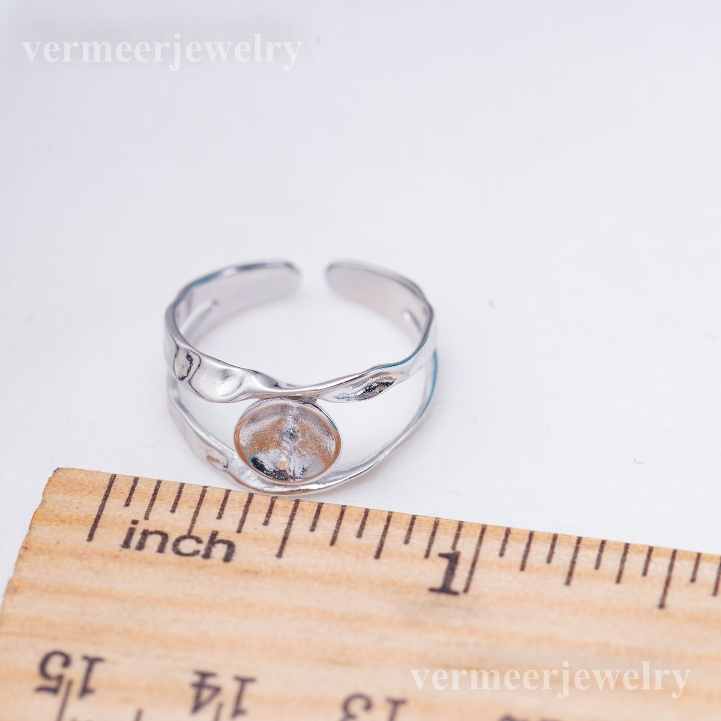 r011025 DIY 6-8mm Natural Freshwater pearl Ring accessory 925 sterling silver Adjustable size engagement jewelry ring for women