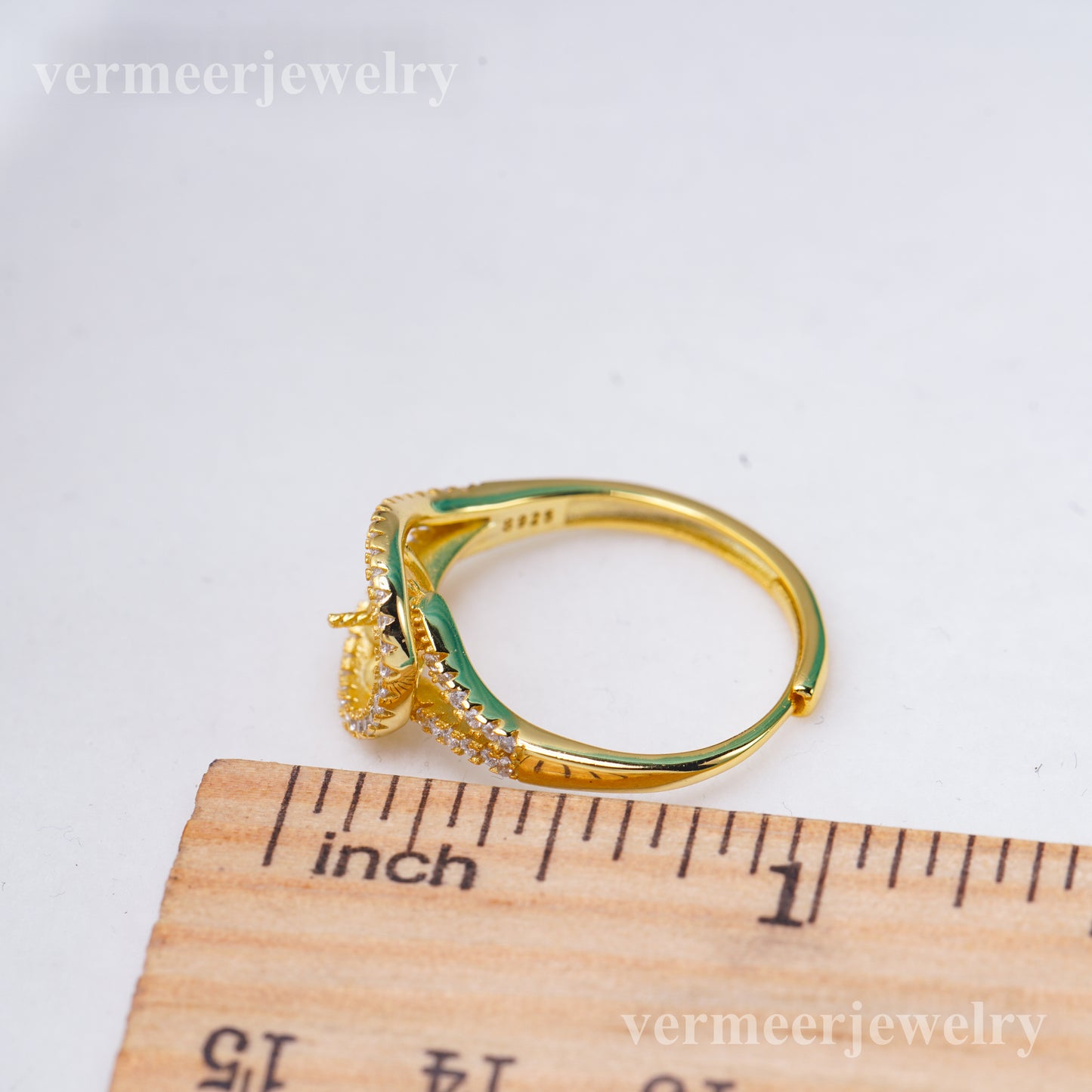 r011033 DIY 6-8mm Natural Freshwater pearl Ring accessory 925 sterling silver Adjustable size engagement jewelry ring for women