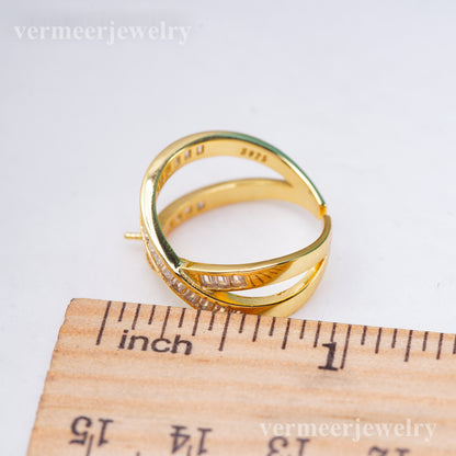 r011039 DIY 6-8mm Natural Freshwater pearl Ring accessory 925 sterling silver Adjustable size engagement jewelry ring for women