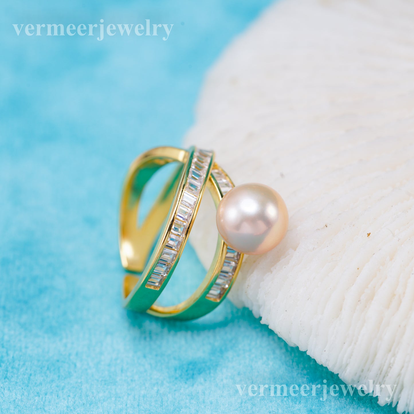 r011039 DIY 6-8mm Natural Freshwater pearl Ring accessory 925 sterling silver Adjustable size engagement jewelry ring for women