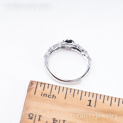 r011073 DIY 6-8mm Natural Freshwater pearl Ring accessory 925 sterling silver Adjustable size engagement jewelry ring for women