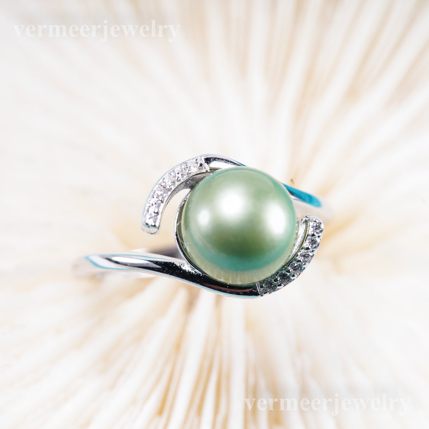 r011076 DIY 6-8mm Natural Freshwater pearl Ring accessory 925 sterling silver Adjustable size engagement jewelry ring for women