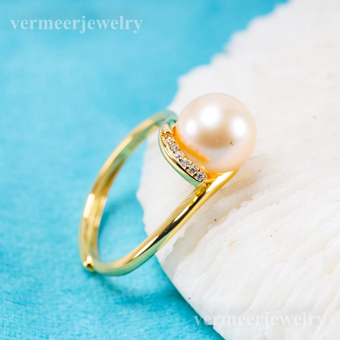 r011076 DIY 6-8mm Natural Freshwater pearl Ring accessory 925 sterling silver Adjustable size engagement jewelry ring for women