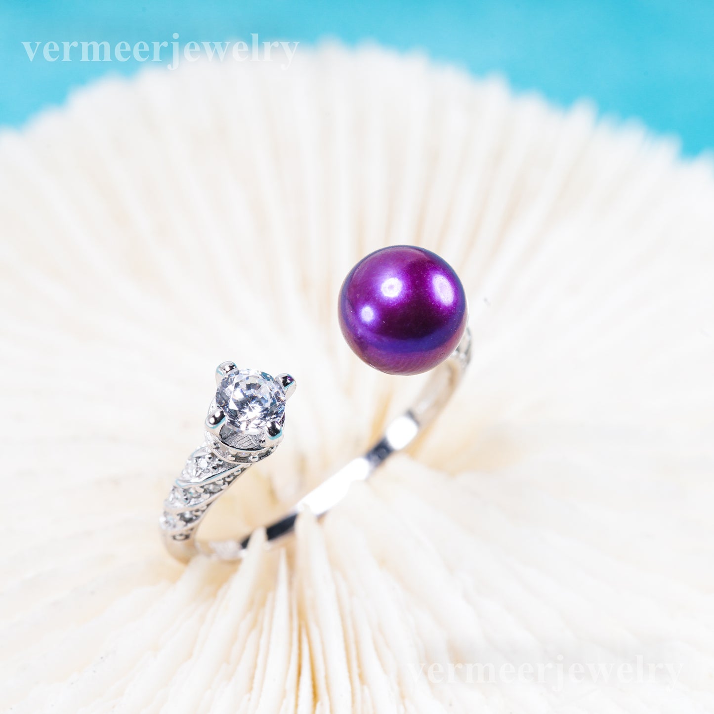 r011077 DIY 6-8mm Natural Freshwater pearl Ring accessory 925 sterling silver Adjustable size engagement jewelry ring for women