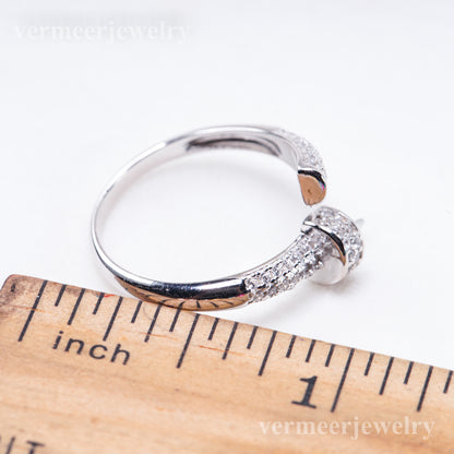 r011079 DIY 6-8mm Natural Freshwater pearl Ring accessory 925 sterling silver Adjustable size engagement jewelry ring for women