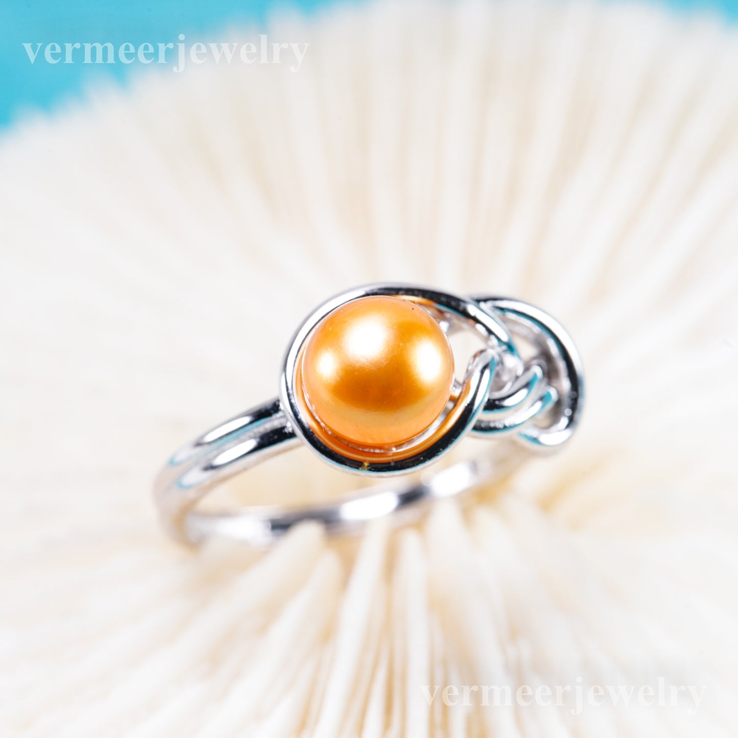 r011082 DIY 6-8mm Natural Freshwater pearl Ring accessory 925 sterling silver Adjustable size engagement jewelry ring for women