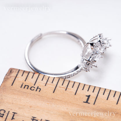 r011083DIY 6-8mm Natural Freshwater pearl Ring accessory 925 sterling silver Adjustable size engagement jewelry ring for women
