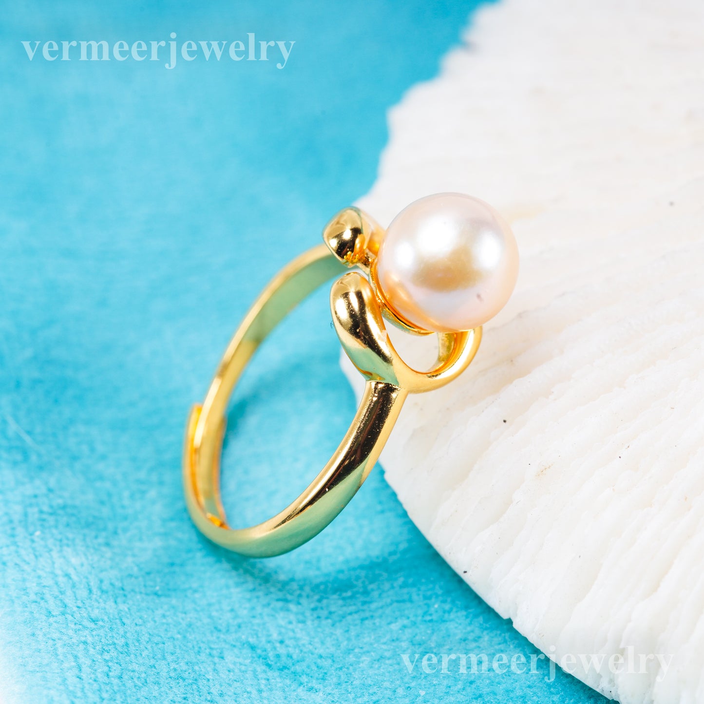 r011086 DIY 6-8mm Natural Freshwater pearl Ring accessory 925 sterling silver Adjustable size engagement jewelry ring for women