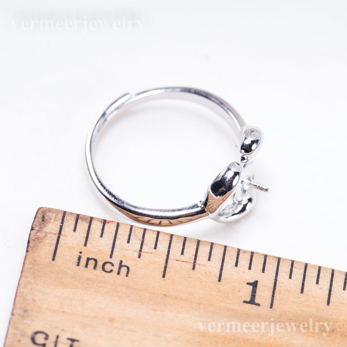 r011086 DIY 6-8mm Natural Freshwater pearl Ring accessory 925 sterling silver Adjustable size engagement jewelry ring for women
