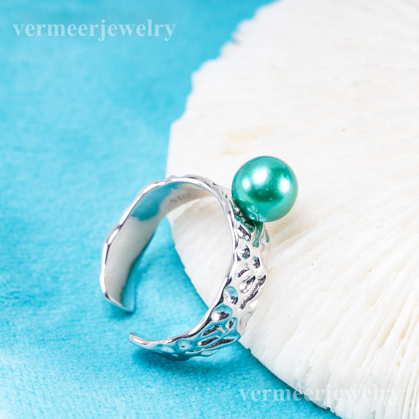 r011088 DIY 6-8mm Natural Freshwater pearl Ring accessory 925 sterling silver Adjustable size engagement jewelry ring for women