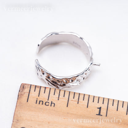 r011088 DIY 6-8mm Natural Freshwater pearl Ring accessory 925 sterling silver Adjustable size engagement jewelry ring for women