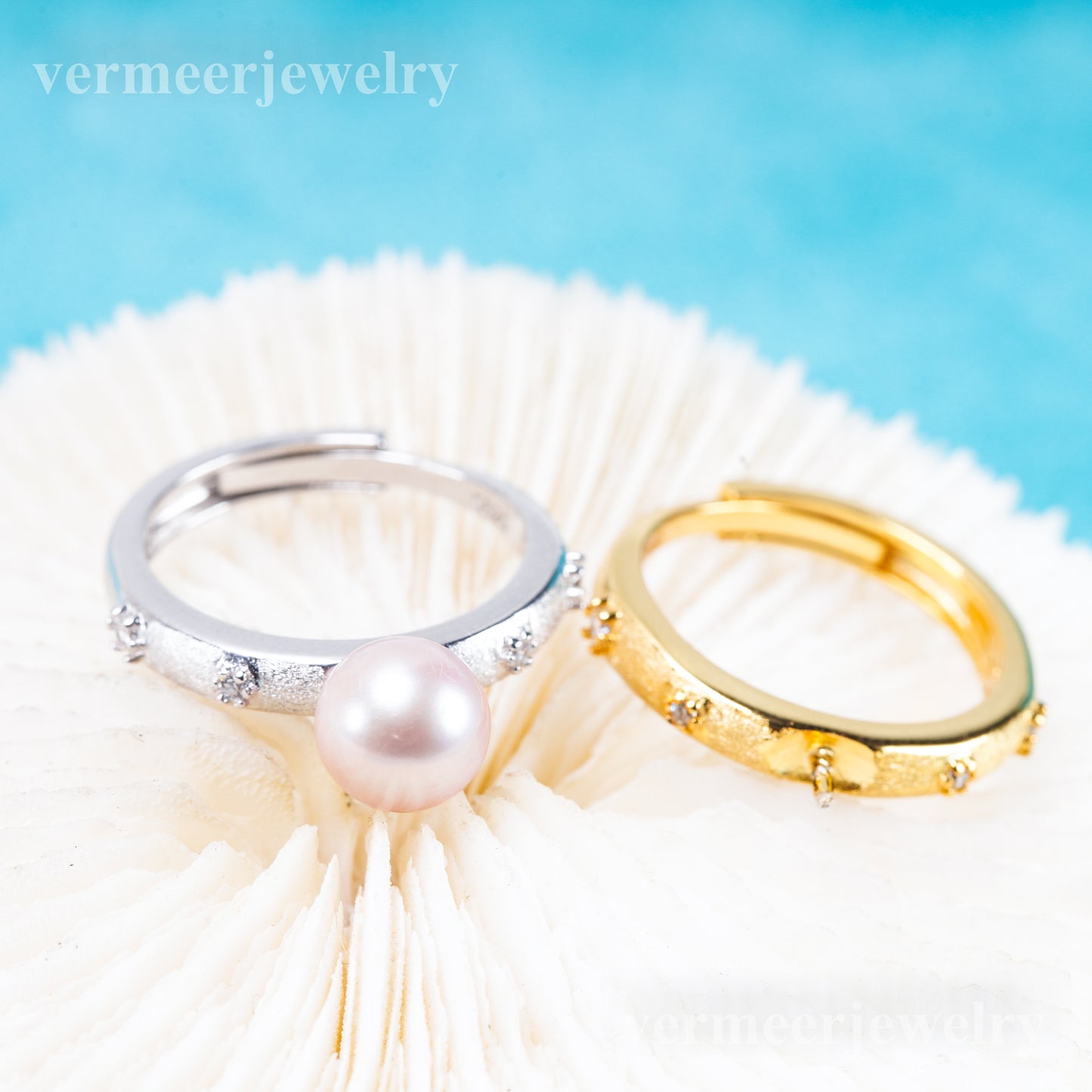 r011089 DIY 6-8mm Natural Freshwater pearl Ring accessory 925 sterling silver Adjustable size engagement jewelry ring for women