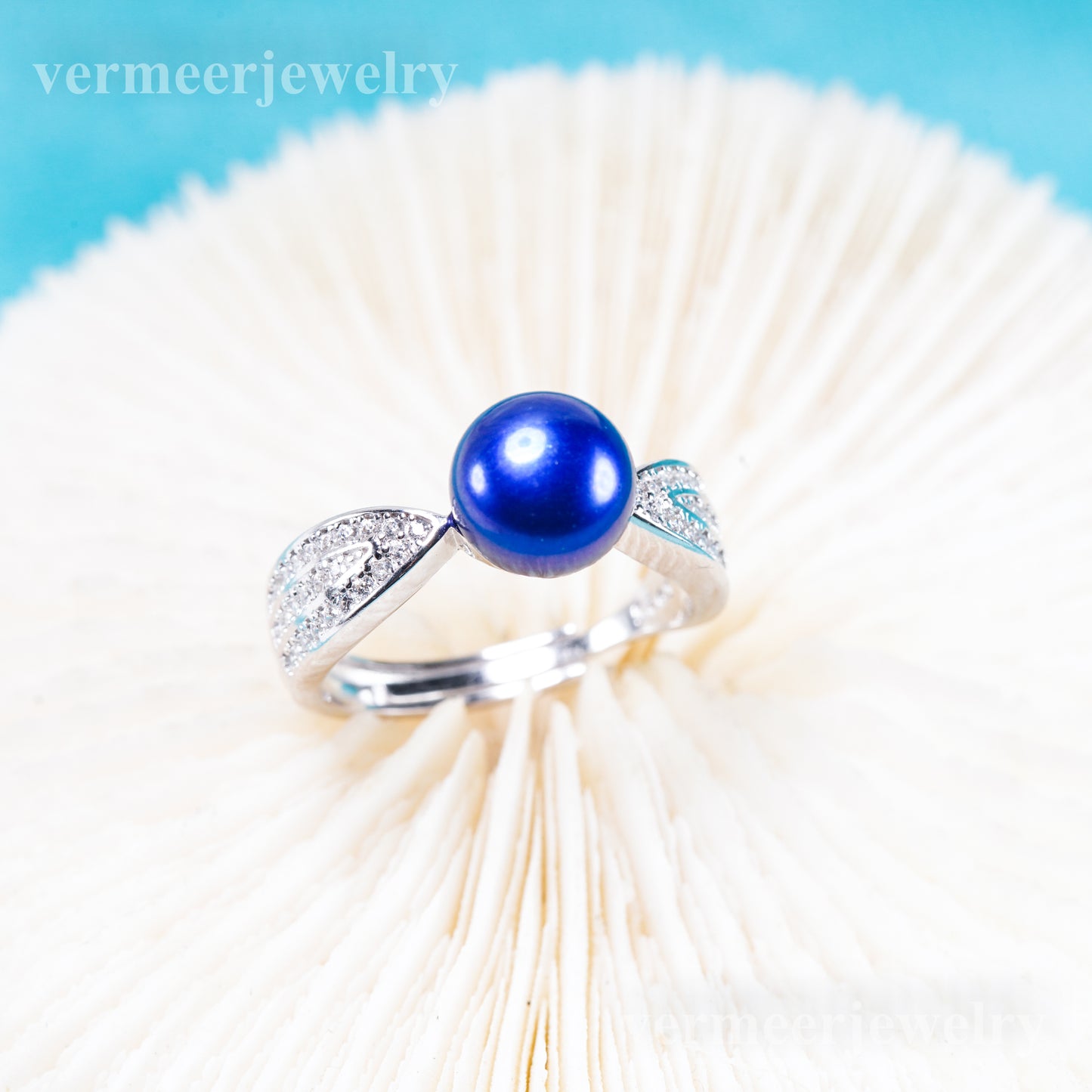 r011091 DIY 6-8mm Natural Freshwater pearl Ring accessory 925 sterling silver Adjustable size engagement jewelry ring for women