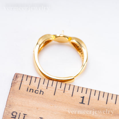 r011091 DIY 6-8mm Natural Freshwater pearl Ring accessory 925 sterling silver Adjustable size engagement jewelry ring for women