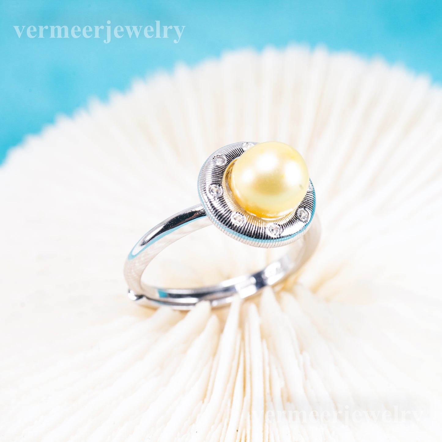 r011092 DIY 6-8mm Natural Freshwater pearl Ring accessory 925 sterling silver Adjustable size engagement jewelry ring for women