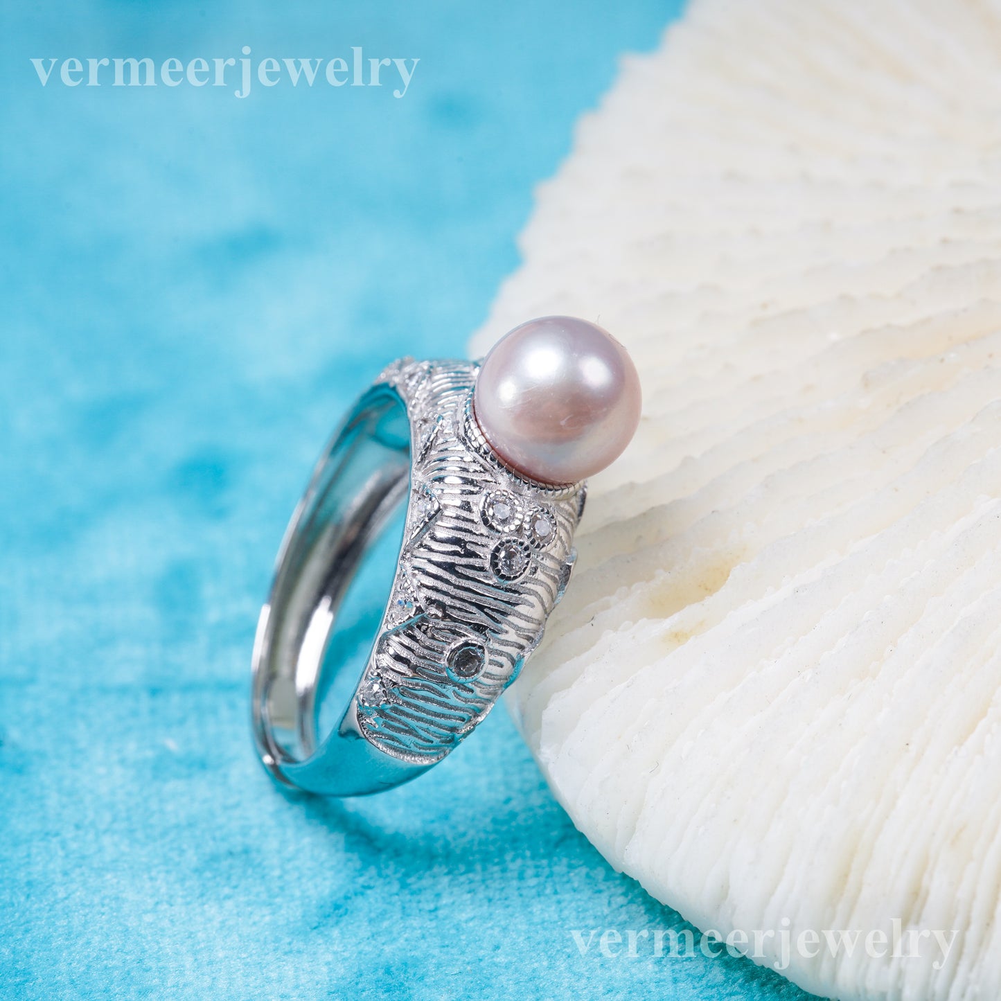 r031016 DIY 6-8mm Natural Freshwater pearl Ring accessory 925 sterling silver Adjustable size engagement jewelry ring for women