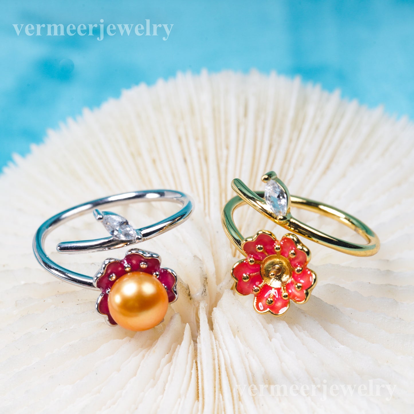 r031017 DIY 6-8mm Natural Freshwater pearl Ring accessory 925 sterling silver Adjustable size engagement jewelry ring for women