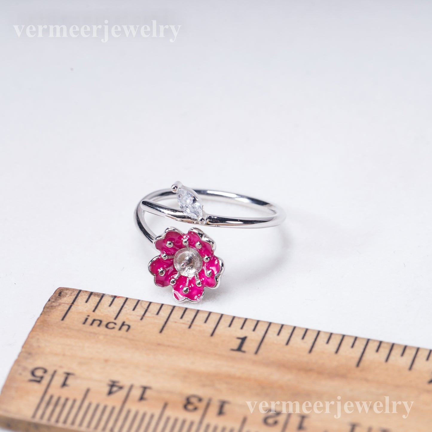 r031017 DIY 6-8mm Natural Freshwater pearl Ring accessory 925 sterling silver Adjustable size engagement jewelry ring for women