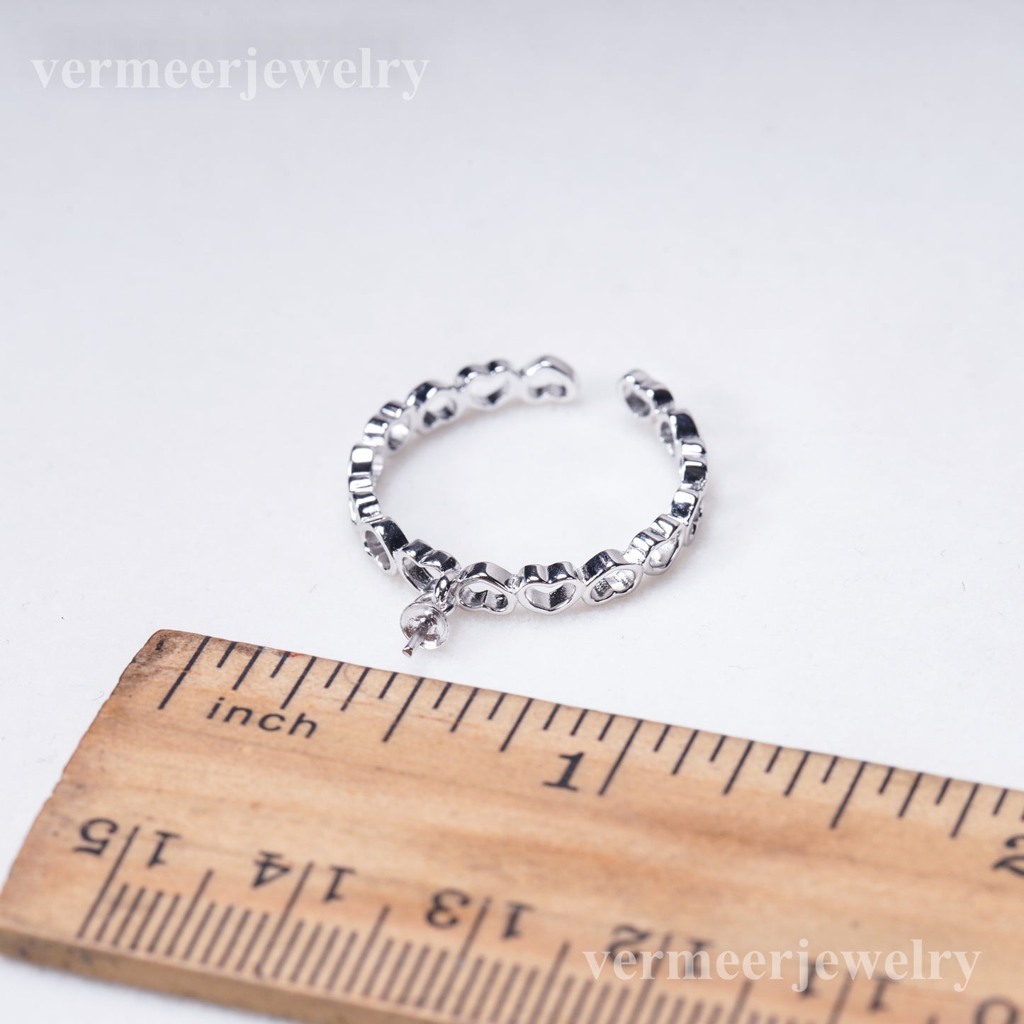 r031018 DIY 6-8mm Natural Freshwater pearl Ring accessory 925 sterling silver Adjustable size engagement jewelry ring for women