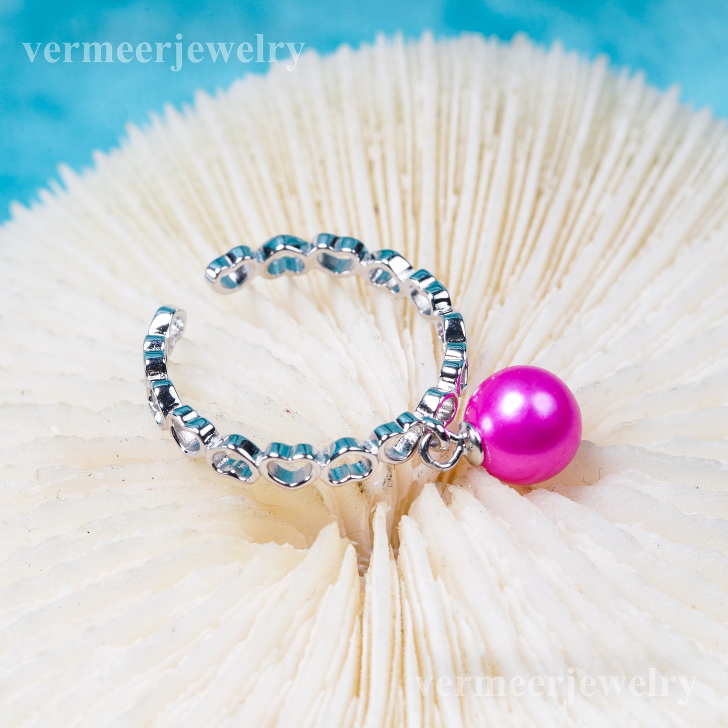 r031018 DIY 6-8mm Natural Freshwater pearl Ring accessory 925 sterling silver Adjustable size engagement jewelry ring for women