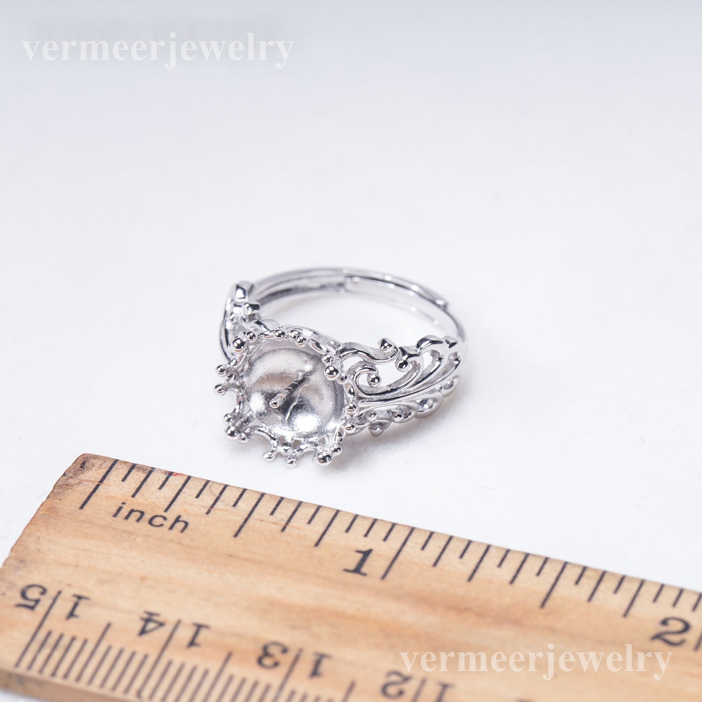 r031020 DIY 6-8mm Natural Freshwater pearl Ring accessory 925 sterling silver Adjustable size engagement jewelry ring for women