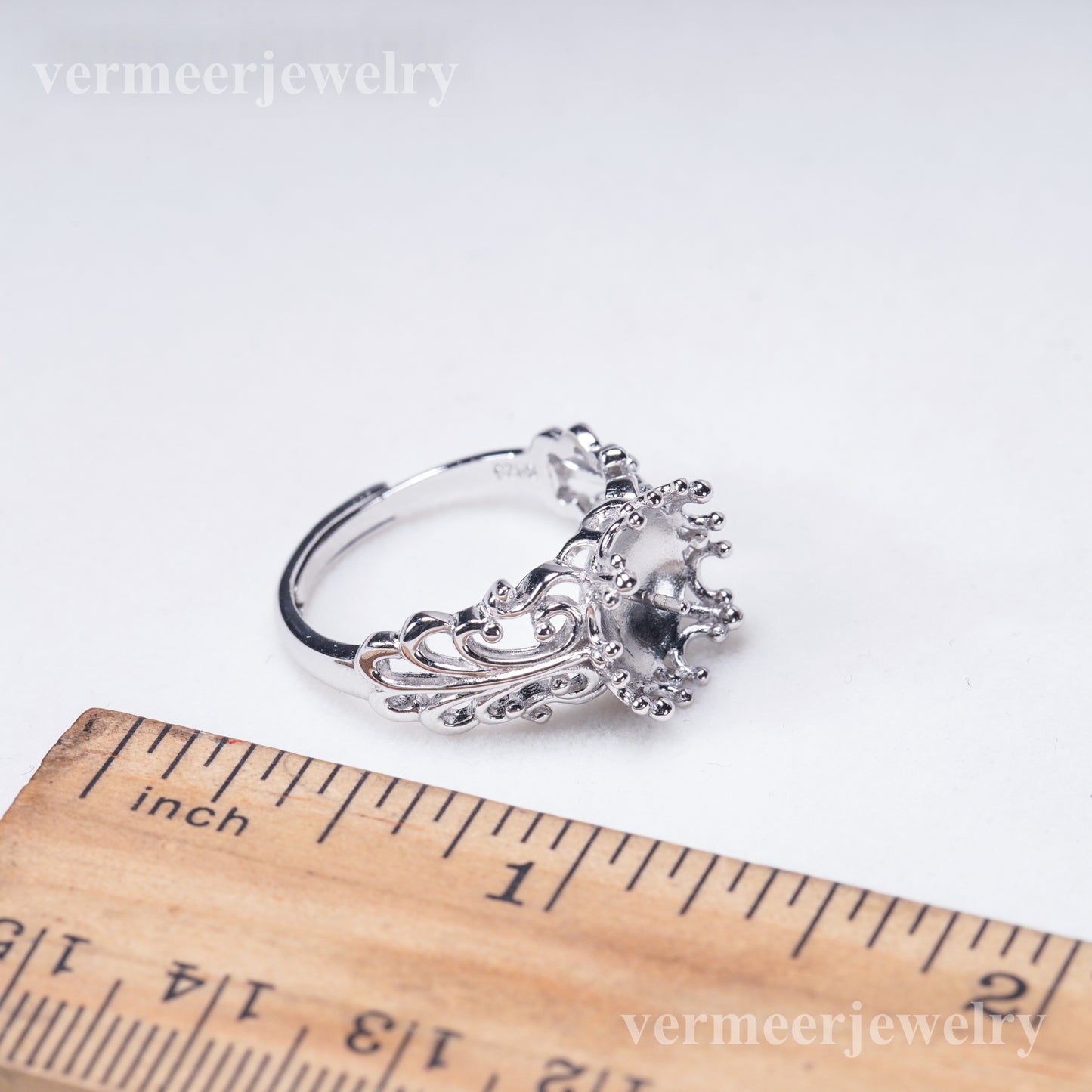 r031020 DIY 6-8mm Natural Freshwater pearl Ring accessory 925 sterling silver Adjustable size engagement jewelry ring for women