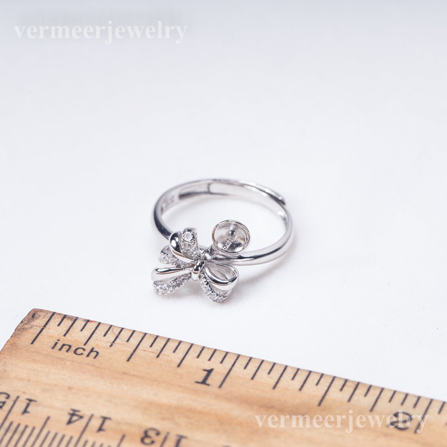 r031022 DIY 6-8mm Natural Freshwater pearl Ring accessory 925 sterling silver Adjustable size engagement jewelry ring for women