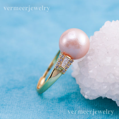 re010989 DIY 9-11mm Natural Freshwater pearl Ring accessory 925 sterling silver Adjustable size engagement ring for women