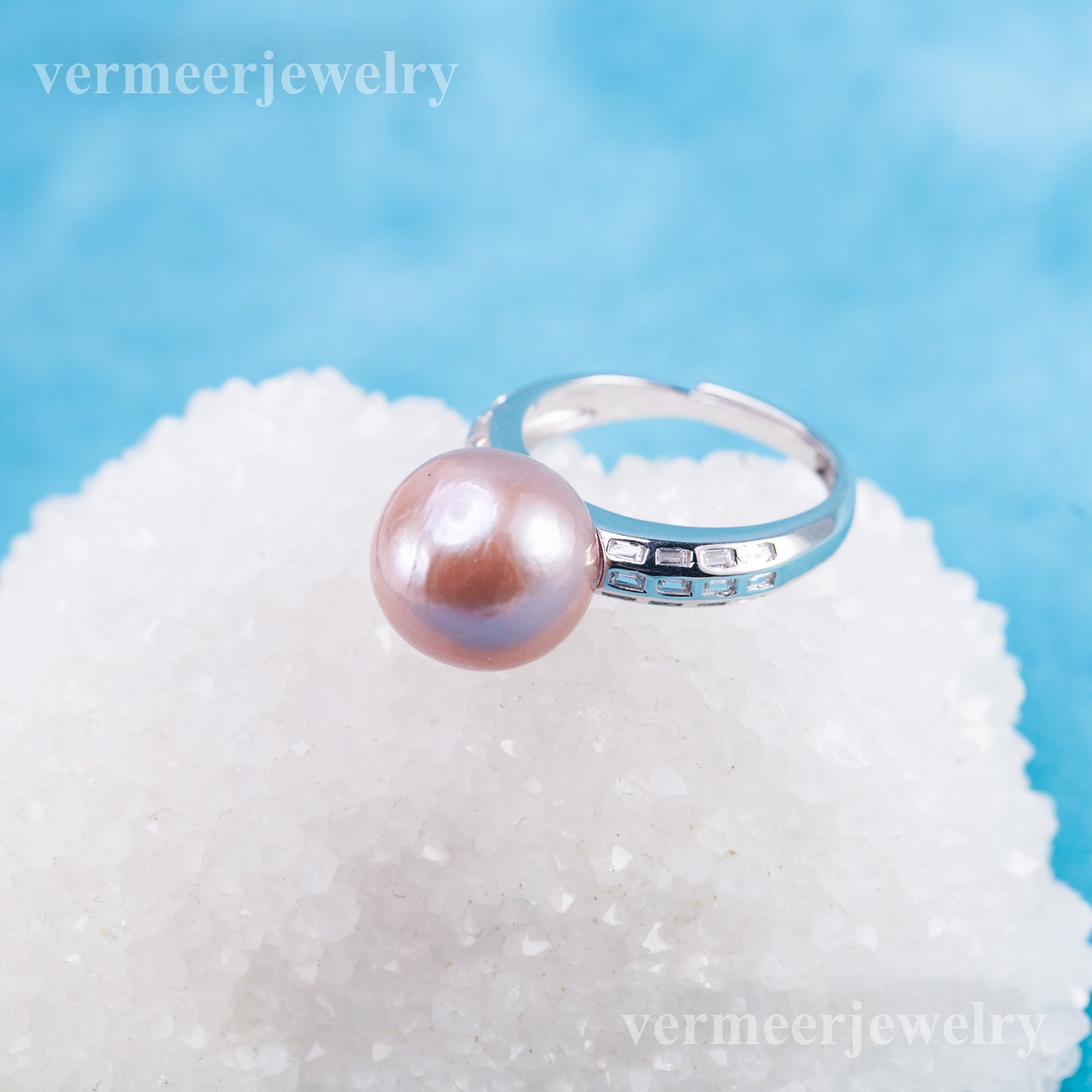 re010991 DIY 9-11mm Natural Freshwater pearl Ring accessory 925 sterling silver Adjustable size engagement ring for women