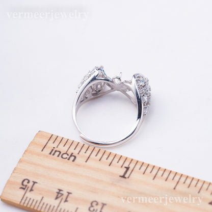 re010995 DIY 9-11mm Natural Freshwater pearl Ring accessory 925 sterling silver Adjustable size engagement ring for women