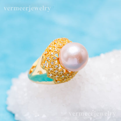 re011005 DIY 9-11mm Natural Freshwater pearl Ring accessory 925 sterling silver Adjustable size engagement ring for women